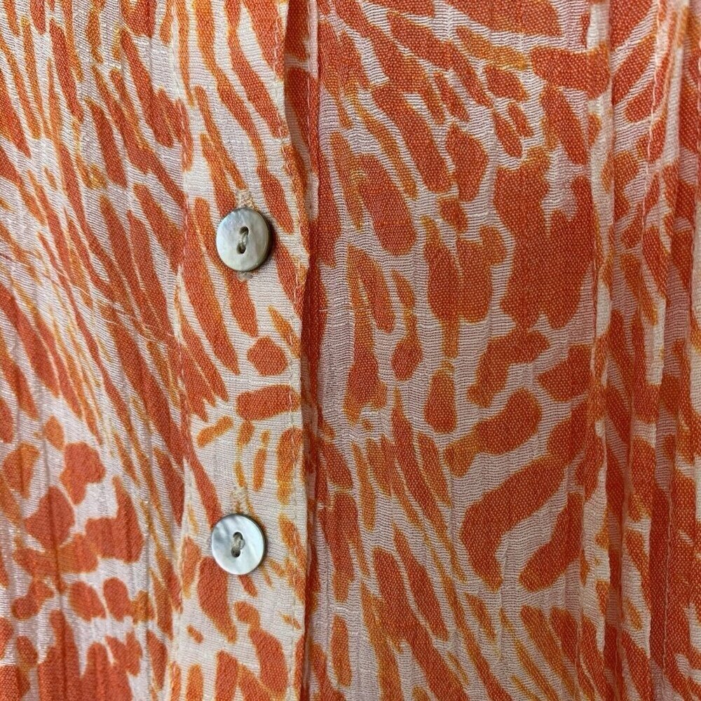 Nanette Lepore Top Womens Size Large Orange Animal Print Sleeveless Button - Picture 7 of 9